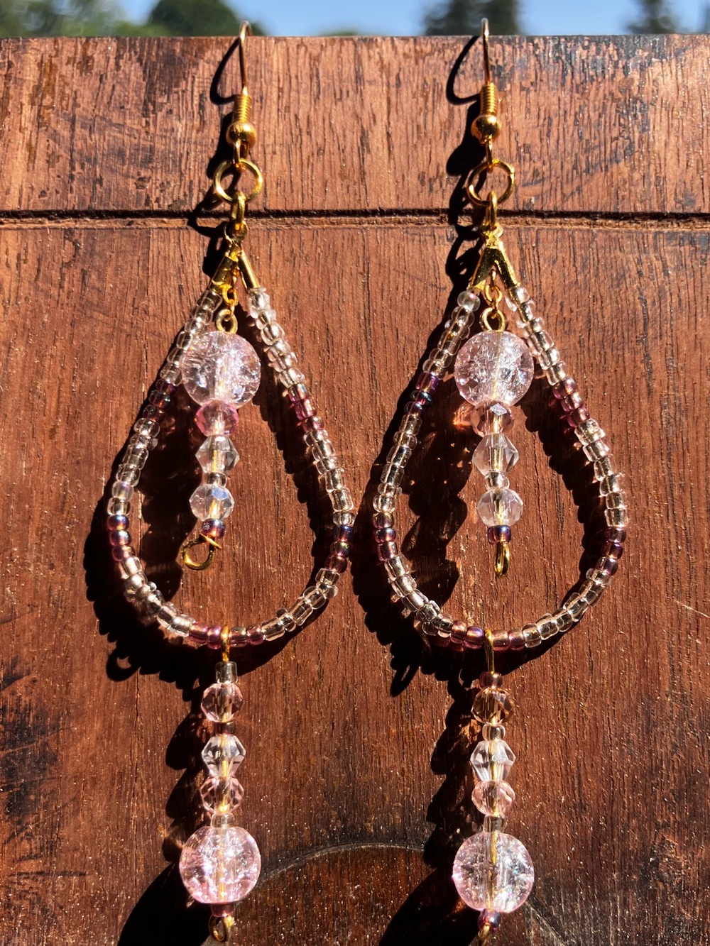 Elegant beaded tear drop earrings with glass beads